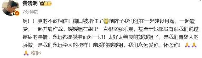 丈夫辛柏青悲痛发文赵丽颖等多位明星悼念pg电子免费模拟器演员朱媛媛患癌去世(图4)